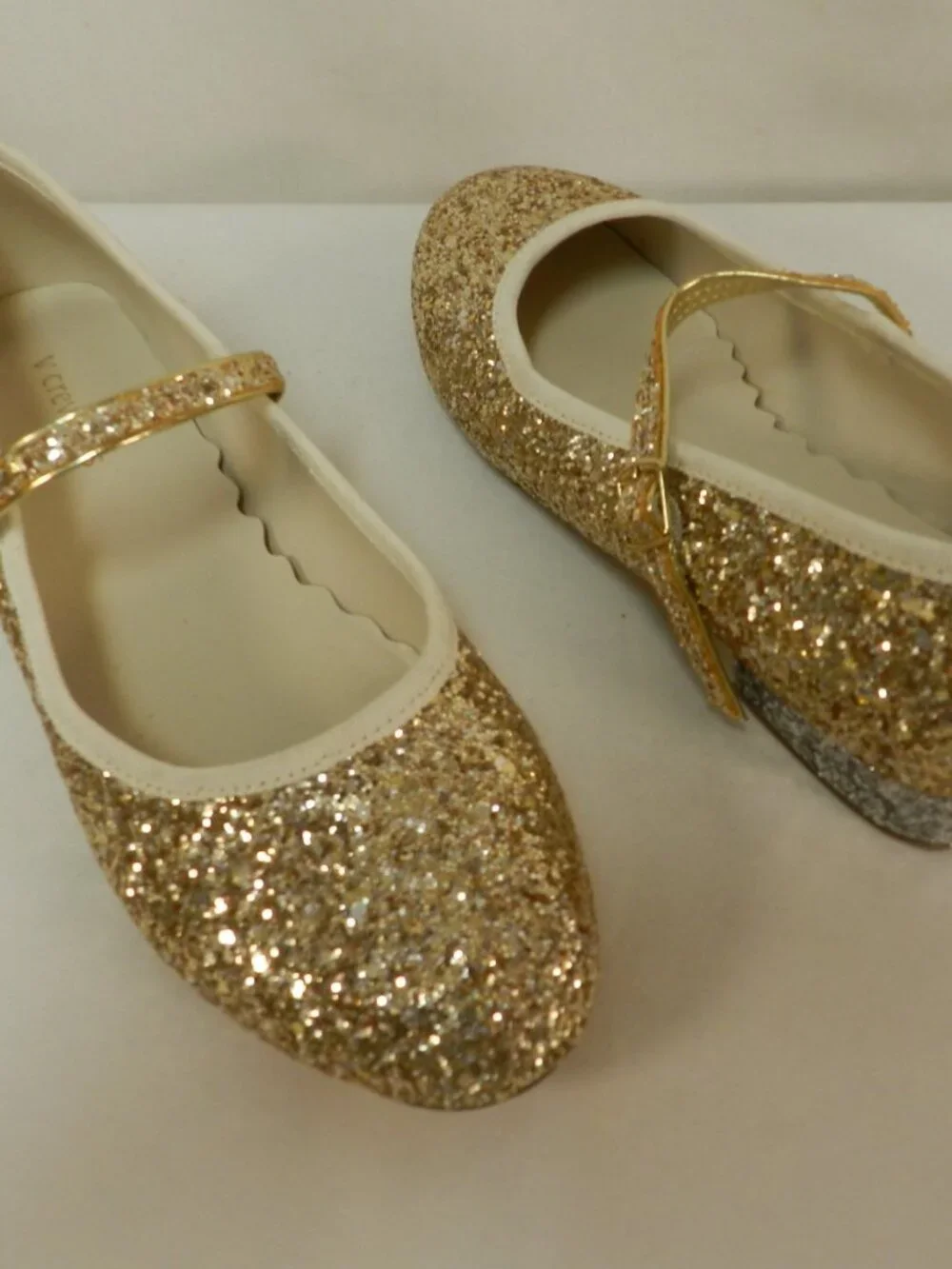 Crewcuts Glitter Gold & Silver Mary Jane shoes J. Crew Girls Occasion Size Sz 5